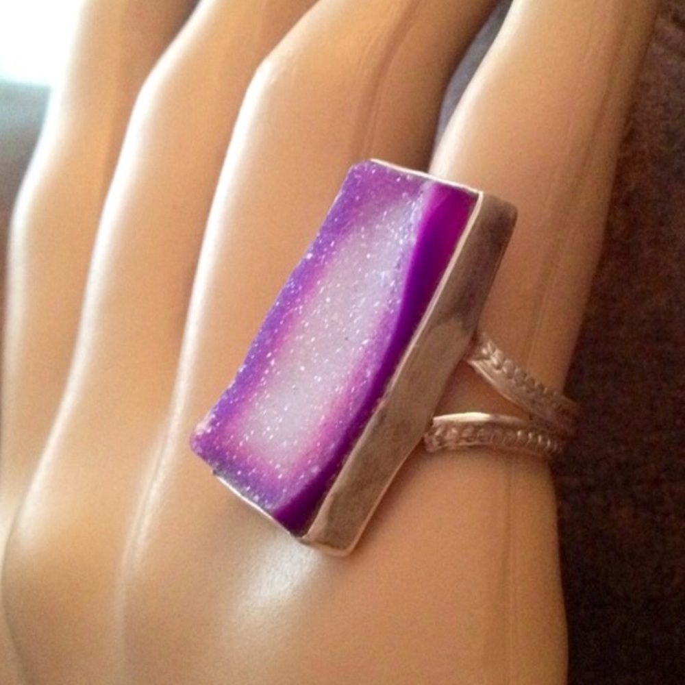 Handcrafted Large Druzy & Sterling Silver Plated - Picture 4 of 4
